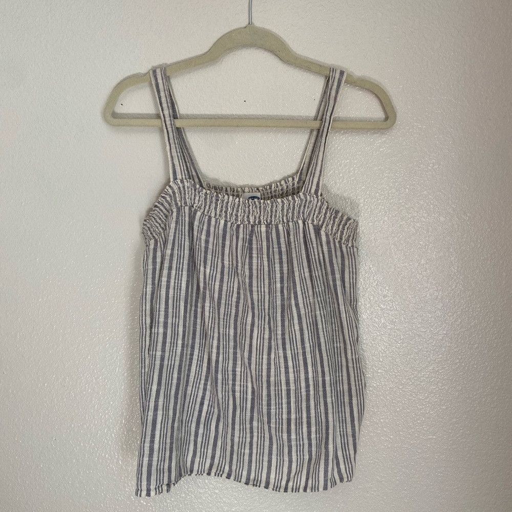 Light blue white cream stripped tank top medium